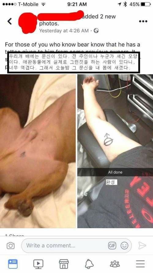 강아지 따라 문신한 남자.jpg